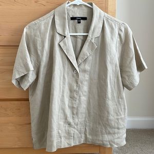 Beige Quince Linen Short Sleeve Shirt